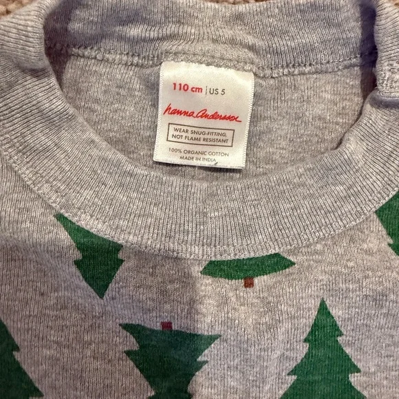 Hanna Andersson Kids Pajama Set - Green and Red Stripes size 110 5/6 - Picture 2 of 3